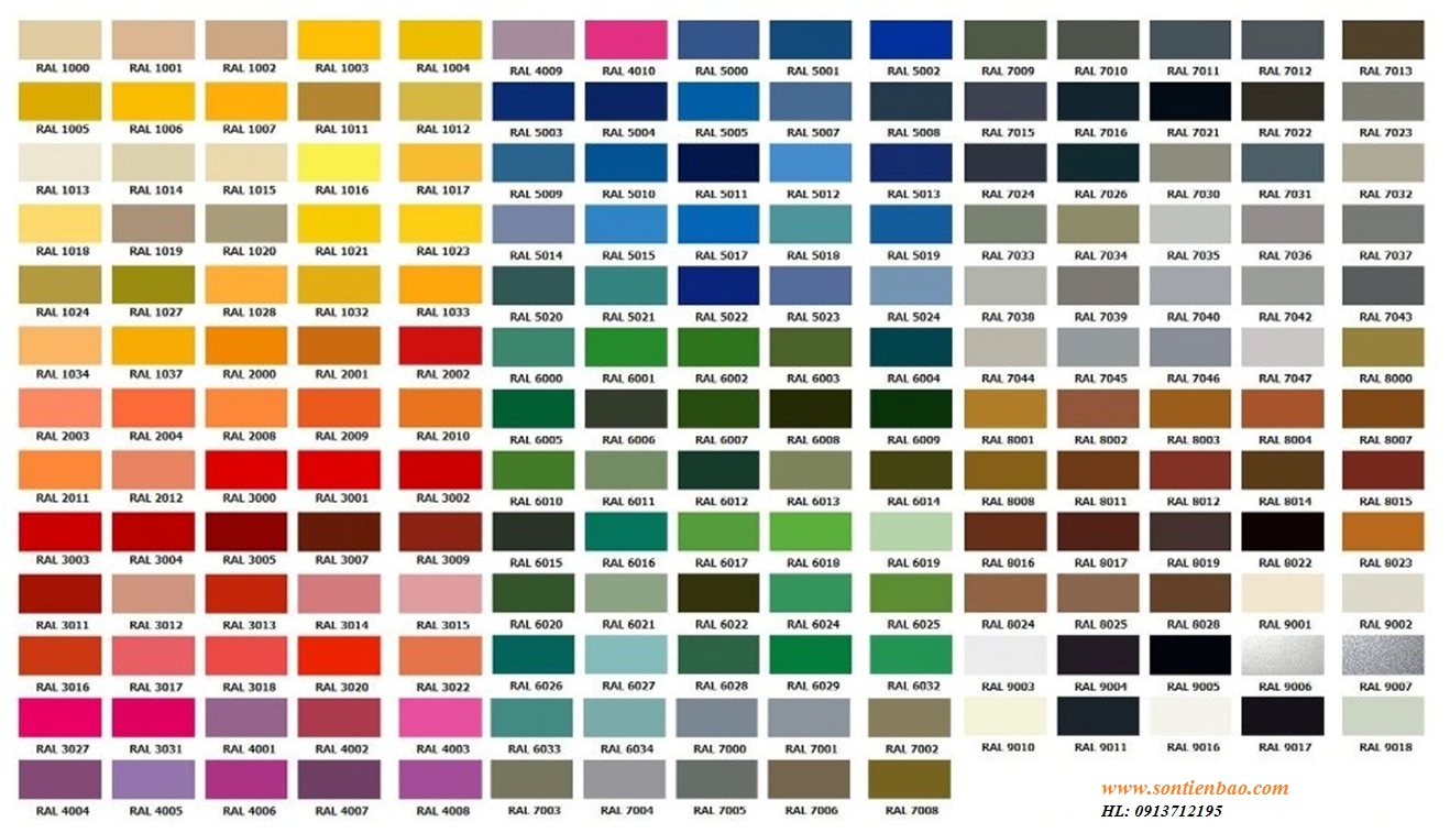 Ral: Chuẩn màu RAL luôn đảm bảo tính chính xác và nhất quán trong lựa chọn màu sắc. Hãy xem hình ảnh chi tiết để tìm thấy màu sắc RAL phù hợp cho dự án của bạn.
